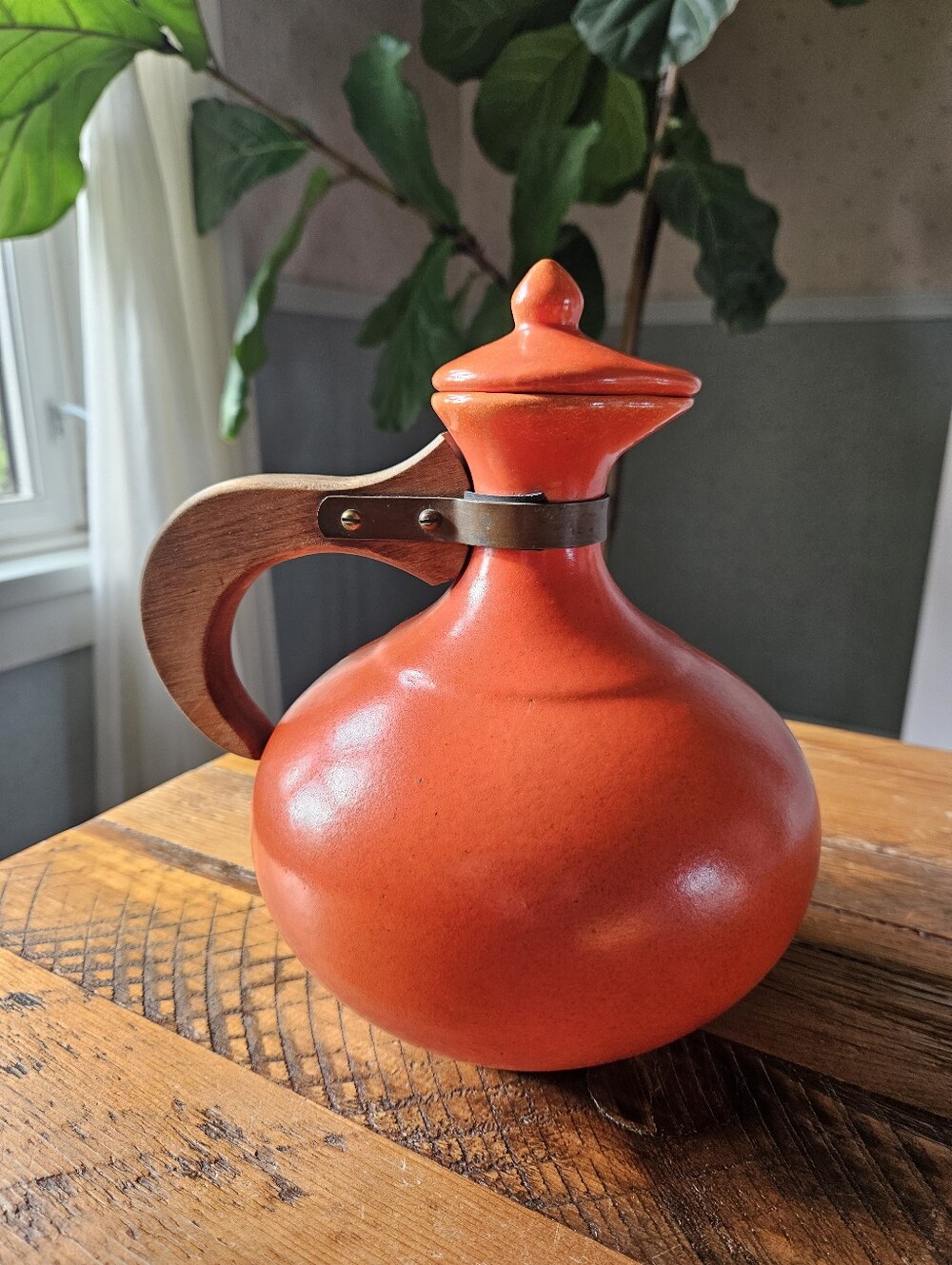 Vintage Bauer Pottery Orange Pitcher/Carafe (1935)